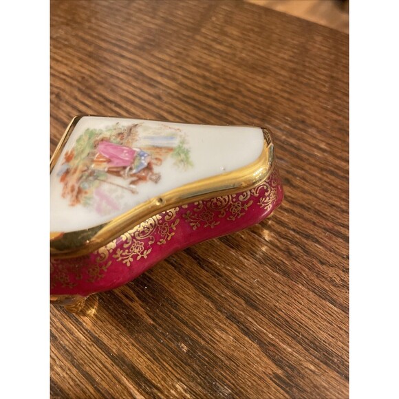 Vtg LIMOGES FRANCE Mini Porcelain PIANO Courting Couple Trinket Box antique - Picture 10 of 10